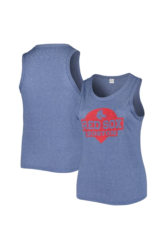 Women's Soft as a Grape Navy Boston Red Sox Plus Size High Neck Tri-Blend Tank Top