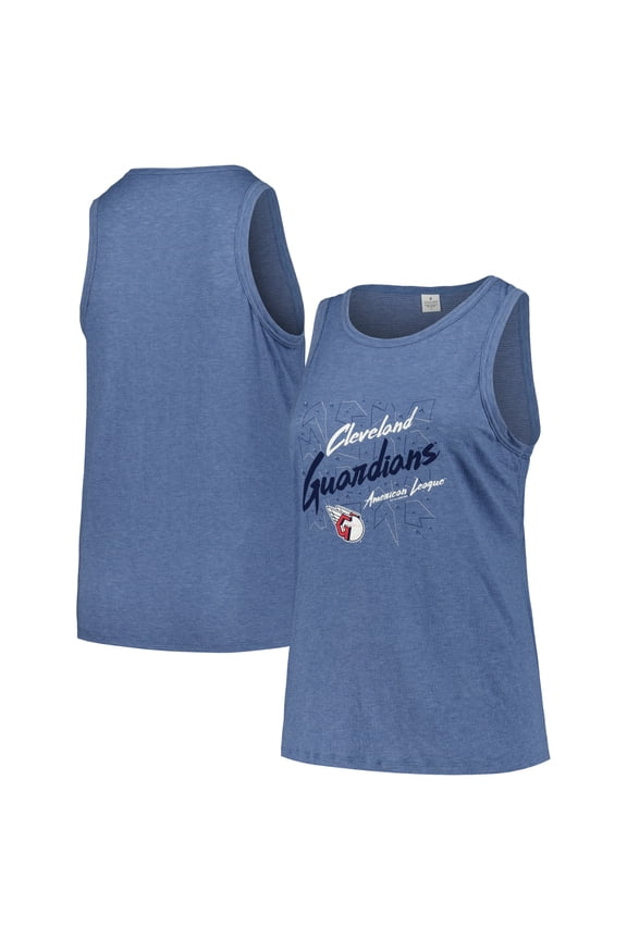 Women's Soft as a Grape Navy Cleveland Guardians Plus Size Curvy High Neck Tri-Blend Tank Top