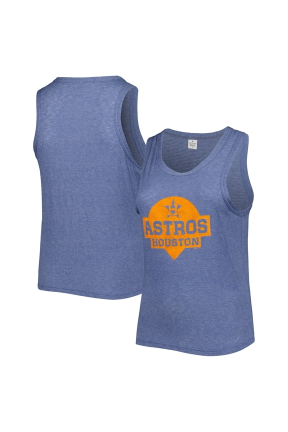 Women's Soft as a Grape Navy Houston Astros Plus Size High Neck Tri-Blend Tank Top