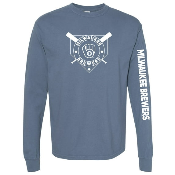 Women's Soft as a Grape Navy Milwaukee Brewers Pigment Dye Long Sleeve T-Shirt
