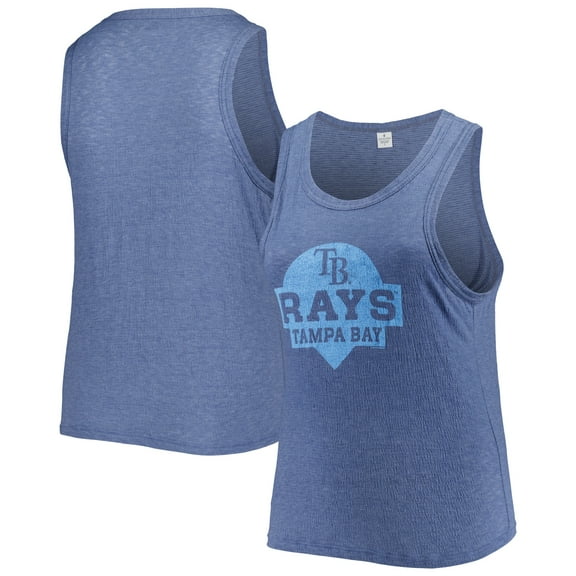 Women's Soft as a Grape Navy Tampa Bay Rays Plus Size High Neck Tri-Blend Tank Top