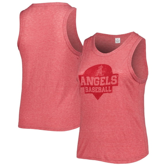 Women's Soft as a Grape Red Los Angeles Angels Plus Size High Neck Tri-Blend Tank Top