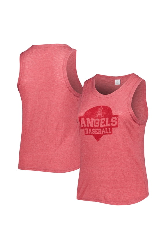 Women's Soft as a Grape Red Los Angeles Angels Plus Size High Neck Tri-Blend Tank Top