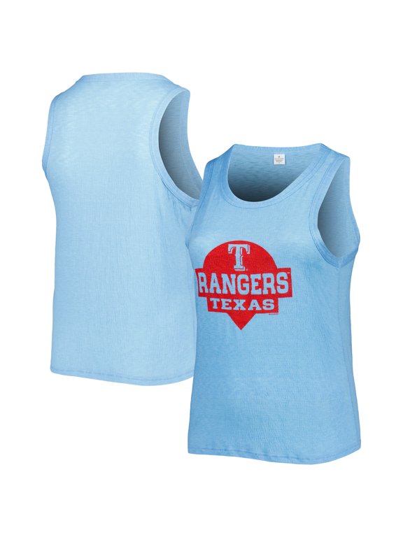 Women's Soft as a Grape Royal Texas Rangers Plus Size High Neck Tri-Blend Tank Top