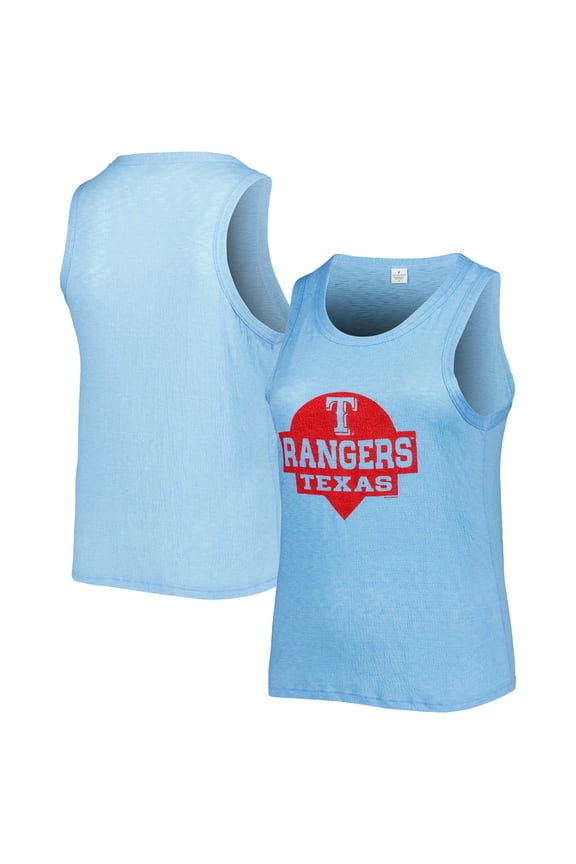 Women's Soft as a Grape Royal Texas Rangers Plus Size High Neck Tri-Blend Tank Top
