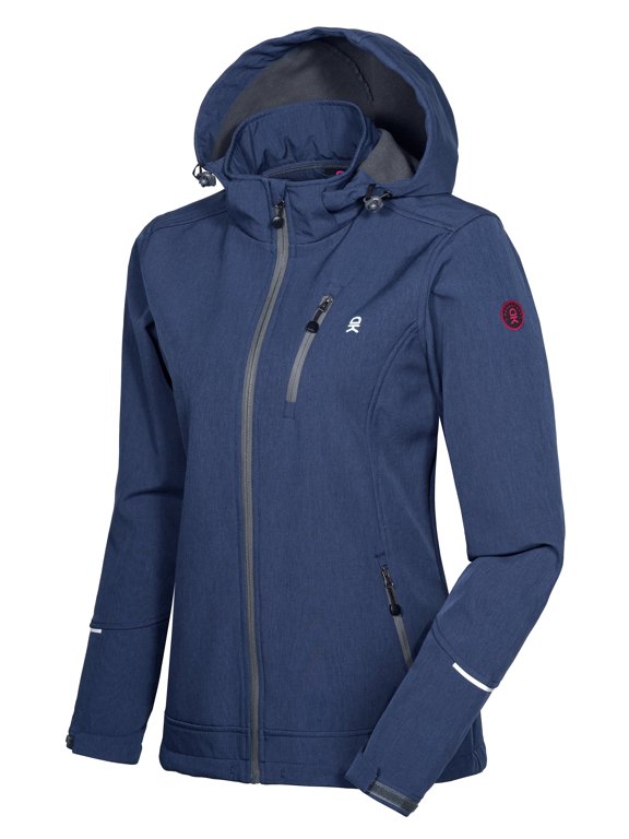 Women's Softshell Jacket Ski Jacket with Removable Hood, Fleece Lined and Water Repellent Blue Heather Size XS