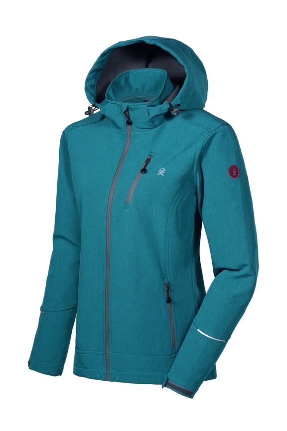 Women's Softshell Jacket Ski Jacket with Removable Hood, Fleece Lined and Water Repellent Deep Lake Heather Size XS