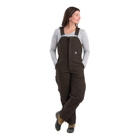 Ladies Washed Insulated Bib Overall Size S Regular (Dark Brown)