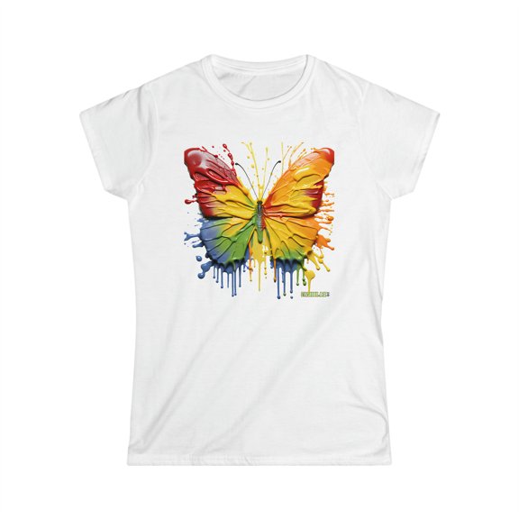 Women's Softstyle Tshirt - Colorful Butterfly 003