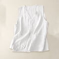 thumbnail image 1 of Women's Soild Color Single-Breasted Linen Vest, Sleeveless Casual Cotton Linen Waistcoat Jacket, Lightweight Summer Layering Piece for Tops and Dresses White L, 1 of 10