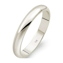 Women's Solid 10K White Gold 3mm Traditional Fit Plain Wedding Band Ring Size 6