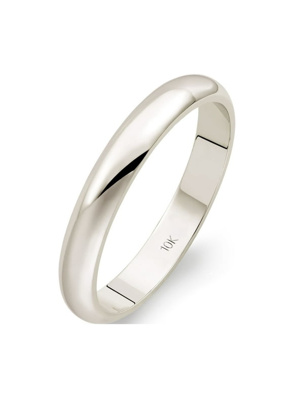 Women's Solid 10K White Gold 3mm Traditional Fit Plain Wedding Band Ring Size 6