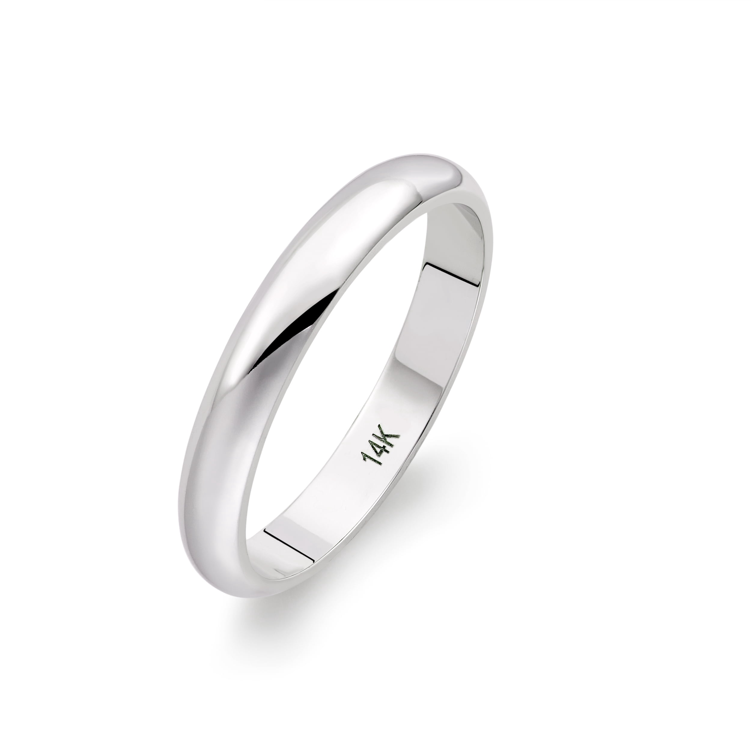 Women's Solid 14K White Gold 3mm Traditional Fit Plain Wedding Band Ring Size 5.5
