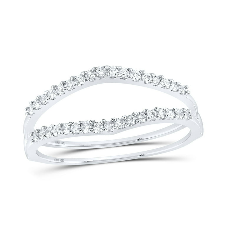 14kt White Gold Womens Round Diamond Ring Guard Wrap Enhancer