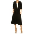 thumbnail image 1 of Women's Solid 2-Piece Set  Open Front Blazer and Matching Midi Aline Skirt, 1 of 8