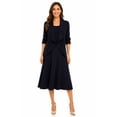 thumbnail image 1 of Women's 2-Piece Open Front Blazer and Matching Midi A-Line Skirt Set Navy 1XL, 1 of 7