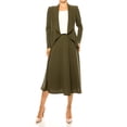 thumbnail image 1 of Women's Solid 2-Piece Set Open Front Blazer and Matching Midi Skirt, 1 of 8