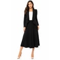 thumbnail image 1 of Women's Solid 2-Piece Set Open Front Blazer and Matching Midi Skirt, 1 of 8