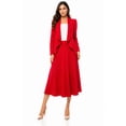 thumbnail image 1 of Women's Solid 2-Piece Set Open Front Blazer and Matching Midi Skirt, 1 of 8