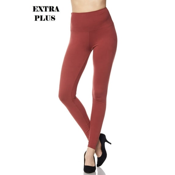 Women's Solid Ankle Leggings W 5 Inches Waistband, Plus Size, Marsala