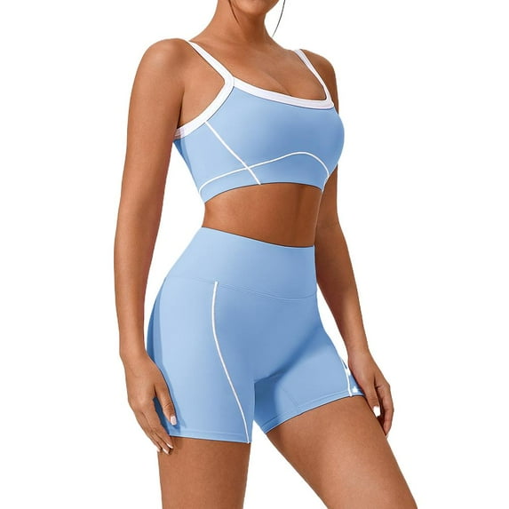 Women's Solid Backless Tracksuit Set, Spaghetti Strap Cami Top & High Waist Skinny Shorts, Ladies Sportswear, Summer Outfits 2024, Women Sport & Outdoor Clothing