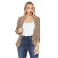 thumbnail image 1 of Women's Solid Basic Casual Draped Neck Open Front Ruched Sleeve Outerwear Vest Cardigan, 1 of 5