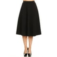 thumbnail image 1 of Women's Solid Basic Casual Elastic Waist A-line Flared Midi Skirt S-3XL, 1 of 6