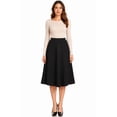 thumbnail image 1 of Women's Solid Basic Casual Elastic Waist A-line Flared Midi Skirt S-3XL, 1 of 7