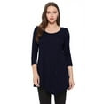 thumbnail image 1 of Women's Solid Basic Casual Side Button Trim Round Neck Blouse Shirt Tunic Top, 1 of 5