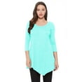 thumbnail image 1 of Women's Solid Basic Casual Side Button Trim Round Neck Blouse Shirt Tunic Top, 1 of 5