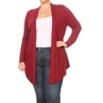 thumbnail image 1 of Women's Plus Size Solid Open Draped Front Long Sleeve Relaxed Cardigan, 1 of 5