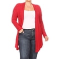 thumbnail image 1 of Women's Plus Size Solid Open Draped Front Long Sleeve Relaxed Cardigan, 1 of 5