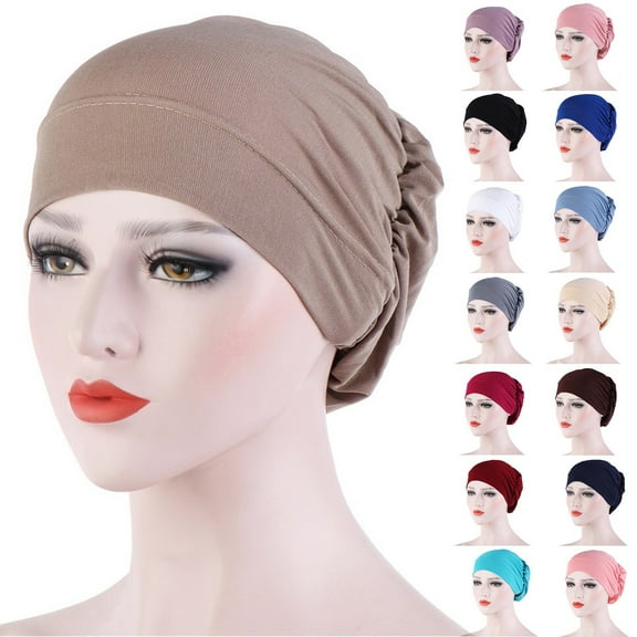 Women's Solid Beaded Headwrap Comfortable Stretch Cap for Everyday Wear