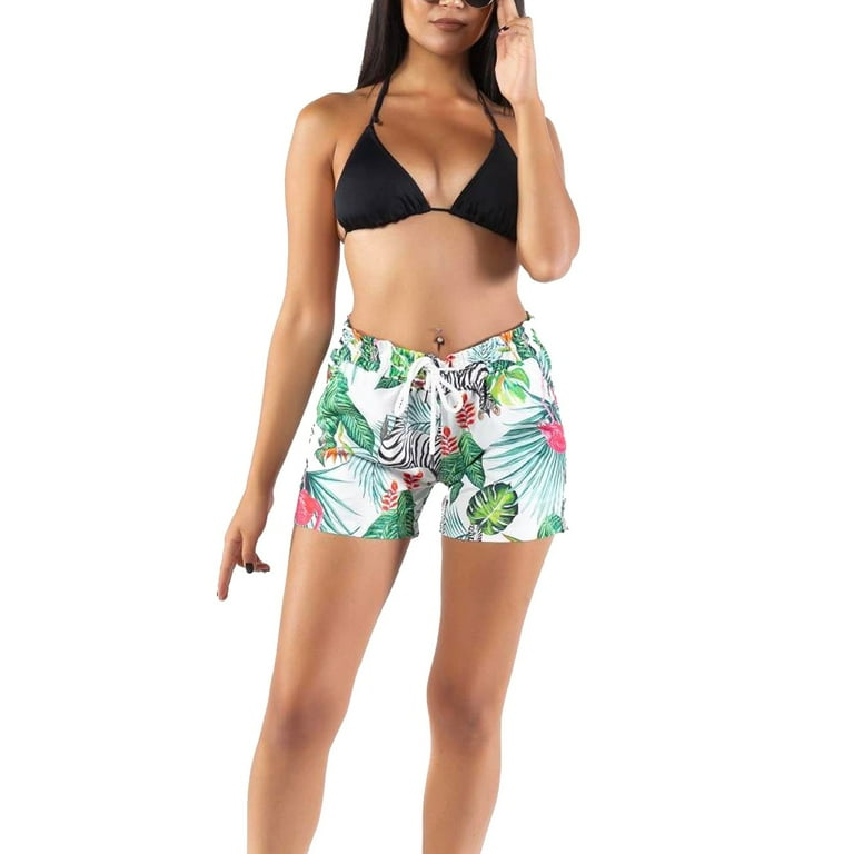 White swimming shorts womens top