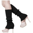 thumbnail image 1 of Women's Solid Candy Color Knit Winter Leg Warmers Loose Style Boot Socks Thermal Cozy Fashionable in Black, 1 of 2