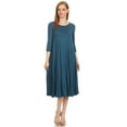 thumbnail image 1 of Women's Relaxed Fit 3/4 Sleeve Round Neck Jersey Knit A-Line Solid Maxi Dress, 1 of 4