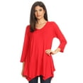 thumbnail image 1 of womens v-neck long sleeve pleats tunic dress top/made in usa red s, 1 of 1
