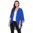 thumbnail image 1 of Women's Solid Casual Chiffon Kimono Sleeve Open Front Cardigan Cape, 1 of 5