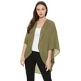 thumbnail image 1 of Women's Solid Casual Chiffon loose Kimono Sleeve Open Front Cardigan Capes, 1 of 4
