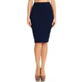 thumbnail image 1 of Women's Solid Casual Comfy Basic Simple Sexy Band Waist Knee Pencil Skirt, 1 of 4