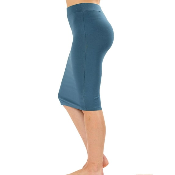 Women's Solid Casual Basic Comfy Sexy Office Waist Band Knee Pencil Midi Skirt