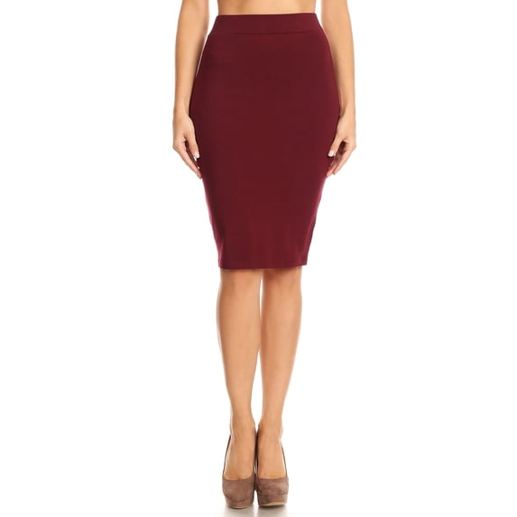 Women's Solid Casual Comfy Basic Simple Sexy Band Waist Knee Pencil Skirt