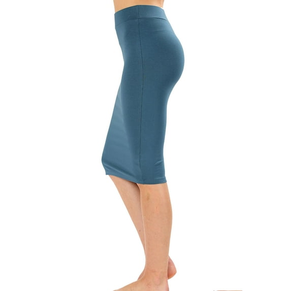 Women's Solid Casual Comfy Basic Simple Sexy Band Waist Knee Pencil Skirt