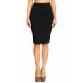 thumbnail image 1 of Women's High Waist Pencil Skirt, Comfortable Stretchy Solid Knee Length Skirt Black 2XL, 1 of 4