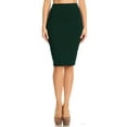 thumbnail image 1 of Women's Solid Casual Comfy Basic Simple Sexy Band Waist Knee Pencil Skirt, 1 of 4
