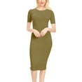 thumbnail image 1 of Women's Solid Casual Comfy Short Sleeve Bodycon Slim Fit A-line Midi Dress, 1 of 4