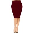 thumbnail image 1 of Women's Solid Casual Elastic Waistband Stretchy Office Knee Length Midi Pencil Skirt S-3XL, 1 of 4