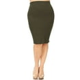 thumbnail image 1 of Women's Solid Casual Elastic Waistband Stretchy Office Knee Length Midi Pencil Skirt S-3XL, 1 of 4