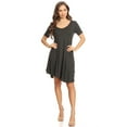 thumbnail image 1 of Moa Collection Women's Solid Relaxed Fit Midi Dress – Short Sleeve Asymmetric Hem Style, 1 of 5