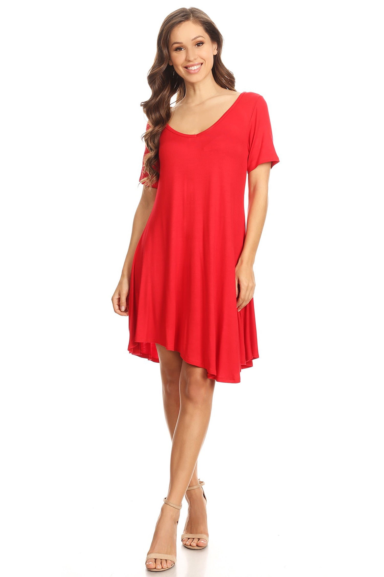 Women's Short Sleeve Loose Fitting Midi Dress
